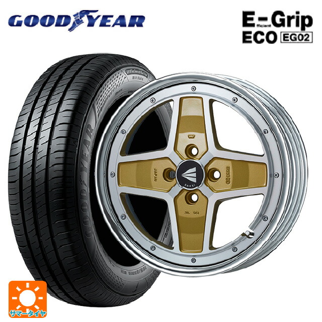 ミツビシ デリカミニ(FF車)(B3系)用 165/55R15 75V グッドイヤー エフィシェントグリップ エコ EG02 エンケイ ネオクラシック アパッチ2 マシニングゴールド 新品サマータイヤホイール 4本セット