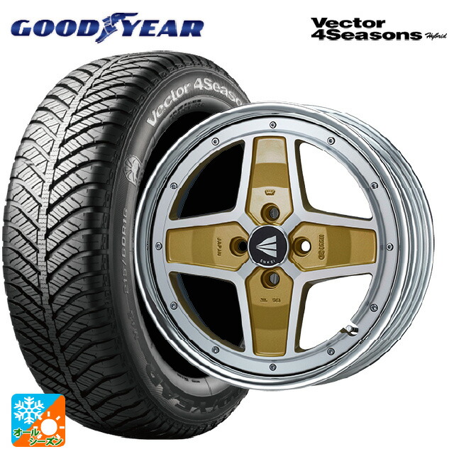 165/50R15 73H グッドイヤー ベクターフォーシーズンズ ハイブリッド エンケイ ネオクラシック アパッチ2 マシニングゴールド 15-5J 国産車用 オールシーズンタイヤホイール4本セット