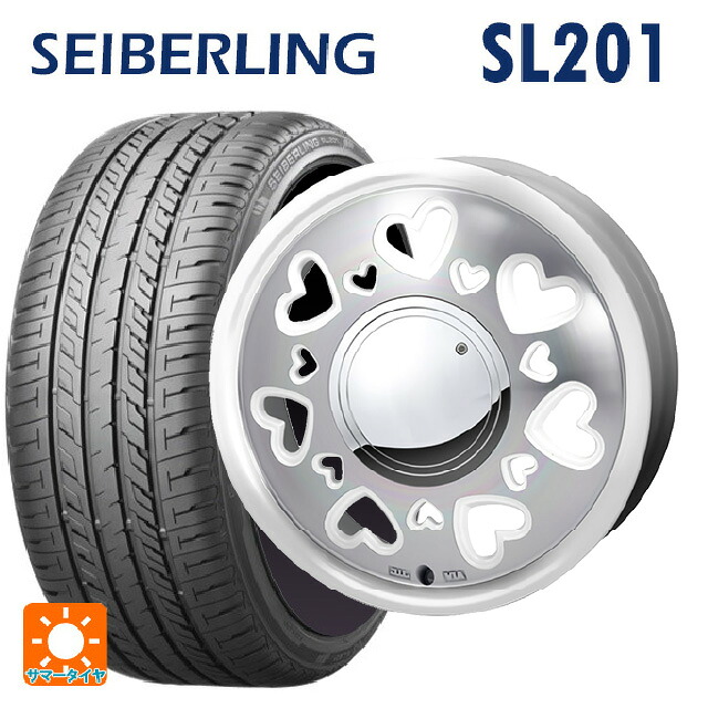 165/55R14 72V セイバーリング セイバーリング SL201(ブリヂストン工場生産） ジャパン三陽 ケーキューティ パールホワイト/ポリッシュ 14-4.5J 国産車用 サマータイヤホイール4本セット