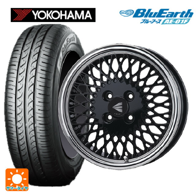 185/60R15 84H ヨコハマ ブルーアース AE01F エンケイ ネオクラシック エンケイ 92 ブラックwithマシンドリップ 15-7J 国産車用 サマータイヤホイール4本セット