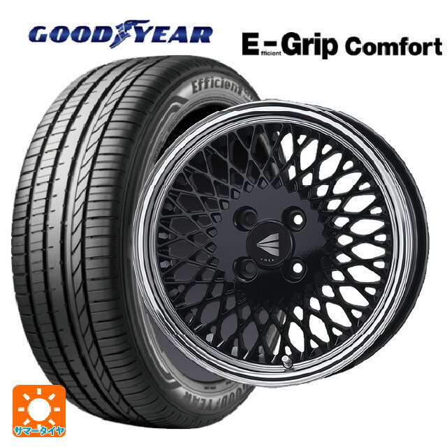 ホンダ S660(JW系)用 [F]:165/55R15 75V [R]:195/45R16 84V XL グッドイヤー エフィシェントグリップ コンフォート エンケイ ネオクラシック エンケイ 92 ブラックwithマシンドリップ 新品サマータイヤホイール 4本セット