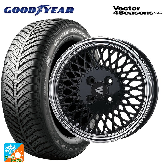 スズキ クロスビー(MND1S系)用 175/60R16 82H グッドイヤー ベクターフォーシーズンズ ハイブリッド エンケイ ネオクラシック エンケイ 92 ブラックwithマシンドリップ 新品オールシーズンタイヤホイール 4本セット