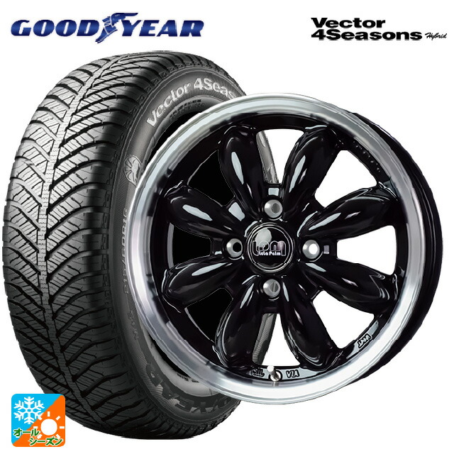 155/65R14 75H グッドイヤー ベクターフォーシーズンズ ハイブリッド ホットスタッフ ララパーム カップ2 BK/リムP 14-4.5J 国産車用 オールシーズンタイヤホイール4本セット