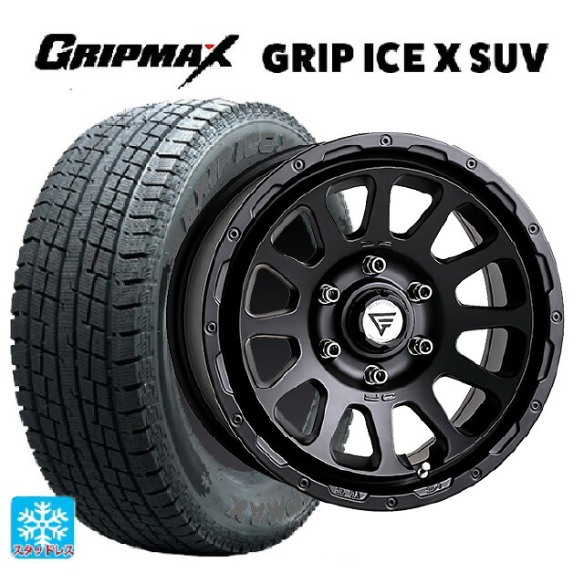 トヨタ ランドクルーザー300(300系)用 265/65R18 114Q グリップマックス グリップアイスX SUV ブラックレター エクシズルライン デルタフォース オーバル FF # サテンブラック 新品スタッドレスタイヤホイール 4本セット