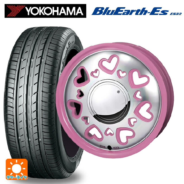 スズキ ハスラー(MR52/92S)用 165/70R14 81S ヨコハマ ブルーアースEs ES32 ジャパン三陽 ケーキューティ ピンク/ポリッシュ 新品サマータイヤホイール 4本セット