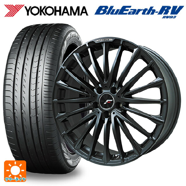 トヨタ クラウンクロスオーバー(35系)用 225/55R19 103H XL ヨコハマ ブルーアース RV03 # レアマイスター LFフォース マットブラック 新品サマータイヤホイール 4本セット
