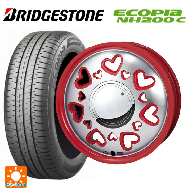 スズキ ハスラー(MR52/92S)用 165/65R15 81S ブリヂストン エコピア NH200C 正規品 ジャパン三陽 ケーキューティ レッド/ポリッシュ 新品サマータイヤホイール 4本セット