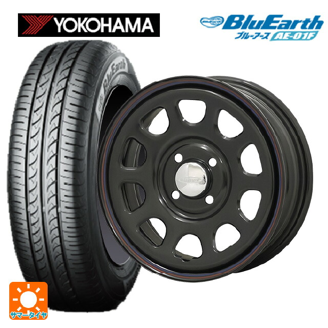 175/70R14 84S ヨコハマ ブルーアース AE01F モリタ デイトナズ ブラック(レッド/ブルーライン) 14-5J 国産車用 サマータイヤホイール4本セット