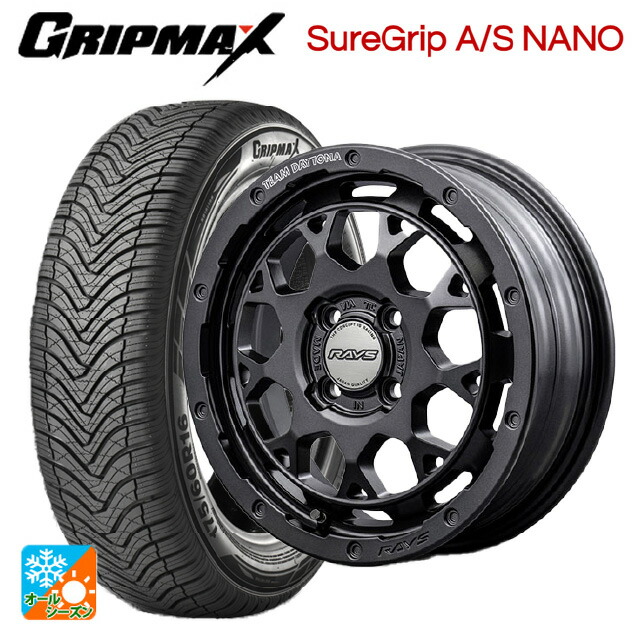 ミツビシ デリカミニ(4WD車)(B3系)用 165/65R15 81H グリップマックス シュアグリップ A/S ナノ ブラックレター レイズ チームデイトナ M9+ スペックm AOJ 新品オールシーズンタイヤホイール 4本セット