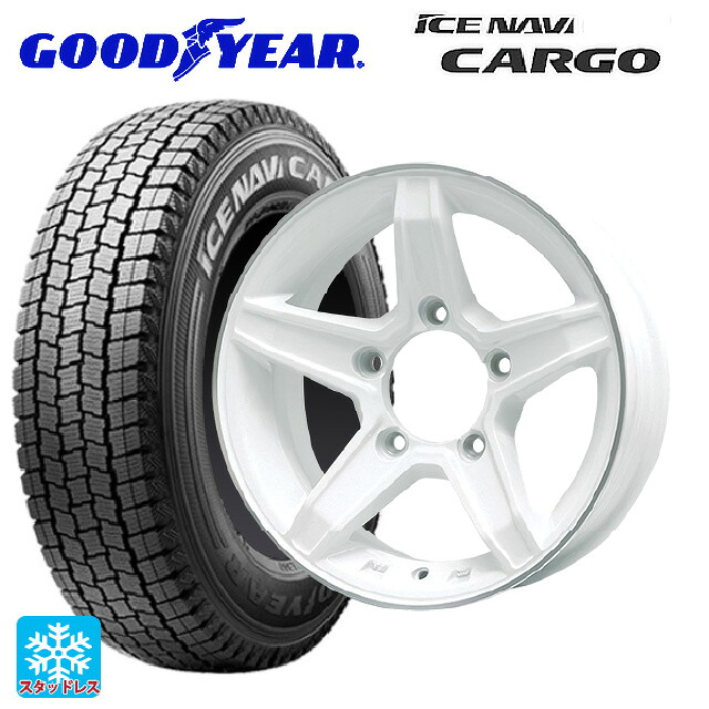 スズキ ジムニーシエラ(74系)用 2026年製 195/80R15 107/105N グッドイヤー アイスナビ カーゴ # プレミックス エステラ ホワイト/リムポリッシュ 新品スタッドレスタイヤホイール 5本セット｜タイヤホイール専門店コニシタイヤ