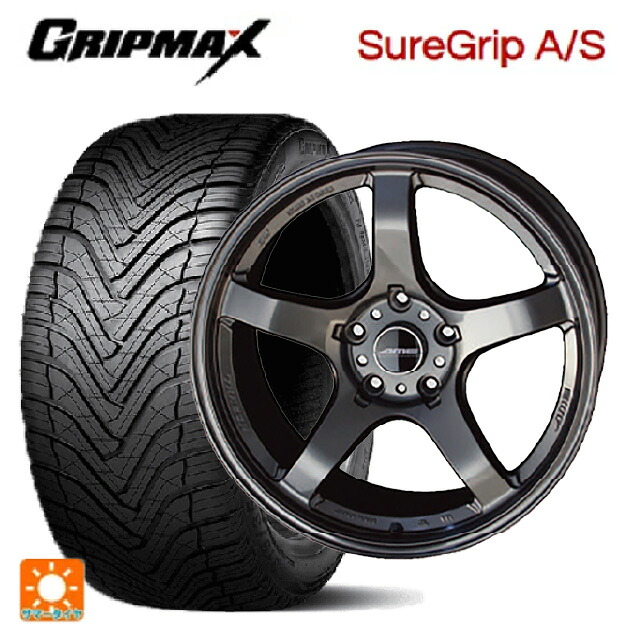 225/40R18 92W XL グリップマックス シュアグリップ A/S ブラックレター 共豊 トレーサー GTV GUN BLACK 18-8.5J 国産車用 オールシーズンタイヤホイール4本セット
