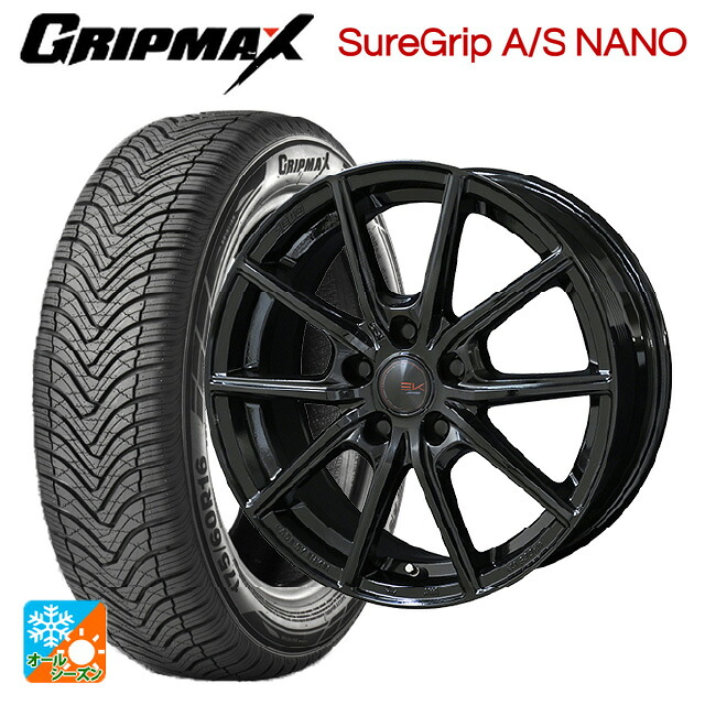 165/65R15 81H グリップマックス シュアグリップ A/S ナノ ブラックレター 共豊 ザインEK ソリッドブラック 15-5.5J 国産車用 オールシーズンタイヤホイール4本セット 44,304円