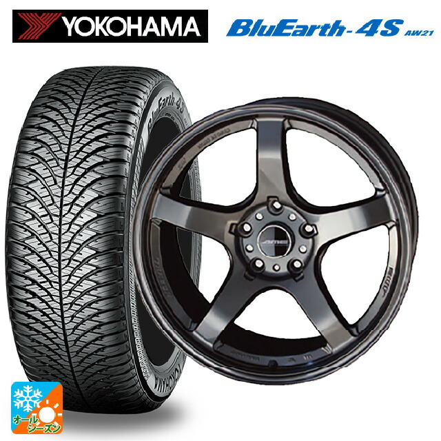 225/50R18 99W XL ヨコハマ ブルーアース4S AW21 # 共豊 トレーサー GTV GUN BLACK 18-8.5J 国産車用 オールシーズンタイヤホイール4本セット