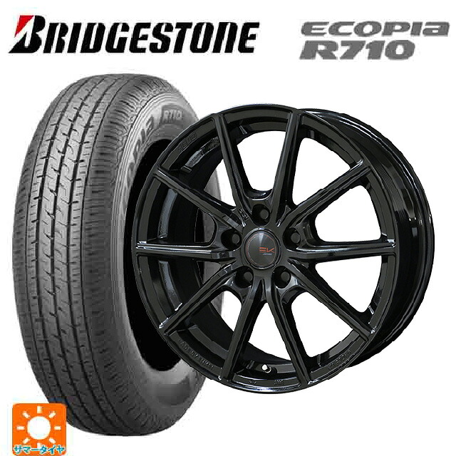 トヨタ プロボックス(160系)用 155/80R14 88/86N ブリヂストン エコピア R710 正規品 共豊 ザインEK ソリッドブラック 新品サマータイヤホイール 4本セット
