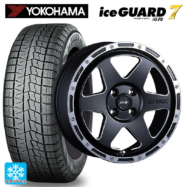 スズキ ハスラー(MR52/92S)用 165/65R14 79Q ヨコハマ アイスガード7(IG70) タナベ SSR ディバイド TR-6 フラットブラックポリッシュ 新品スタッドレスタイヤホイール 4本セット