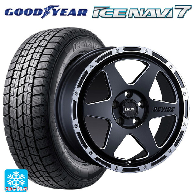 2025年製 215/50R17 91Q グッドイヤー アイスナビ7(数量限定) # タナベ SSR ディバイド TR-6 フラットブラックポリッシュ 17-7J 国産車用 スタッドレスタイヤホイール4本セット