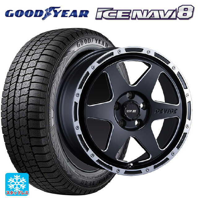 2023年製 215/45R17 87Q グッドイヤー アイスナビ8 # タナベ SSR ディバイド TR-6 フラットブラックポリッシュ 17-7J 国産車用 スタッドレスタイヤホイール4本セット
