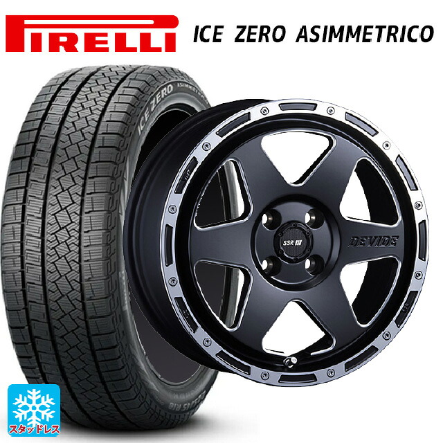 195/60R16 89H ピレリ アイスゼロ アシンメトリコ 正規品 タナベ SSR ディバイド TR-6 フラットブラックポリッシュ 16-6.5J 国産車用 スタッドレスタイヤホイール4本セット
