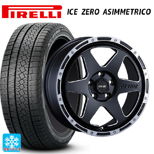 2024年製 215/45R17 91H XL ピレリ アイスゼロ アシンメトリコ 正規品 タナベ SSR ディバイド TR-6 フラットブラックポリッシュ 17-7J 国産車用 スタッドレスタイヤホイール4本セット