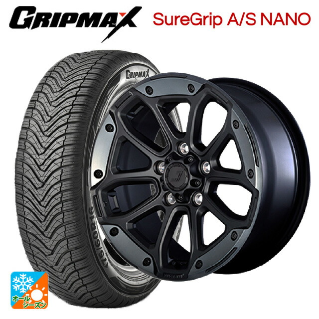 225/65R17 106V XL グリップマックス シュアグリップ A/S ナノ ブラックレター ジェップセン MJCR216 フラットブラック/TMC 17-8J 国産車用 オールシーズンタイヤホイール4本セット 123,245円