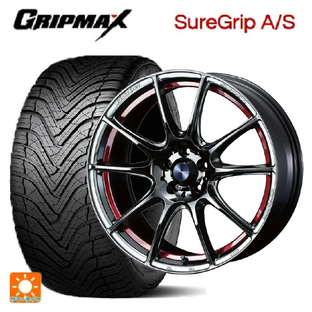 スバル レヴォーグ(VN系)用 225/45R18 95W XL グリップマックス シュアグリップ A/S ブラックレター ウェッズ ウェッズスポーツ SA25R RLC 新品オールシーズンタイヤホイール 4本セット