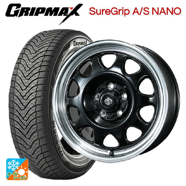 225/60R17 99V グリップマックス シュアグリップ A/S ナノ ブラックレター トピー ランドフット SWZ グロスブラックリムポリッシュ 17-7J 国産車用 オールシーズンタイヤホイール4本セット