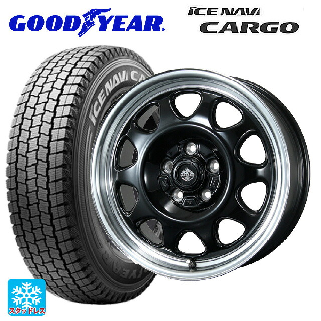 165/80R14 97/95N グッドイヤー アイスナビ カーゴ トピー ランドフット SWZ グロスブラックリムポリッシュ 14-5J 国産車用 スタッドレスタイヤホイール4本セット
