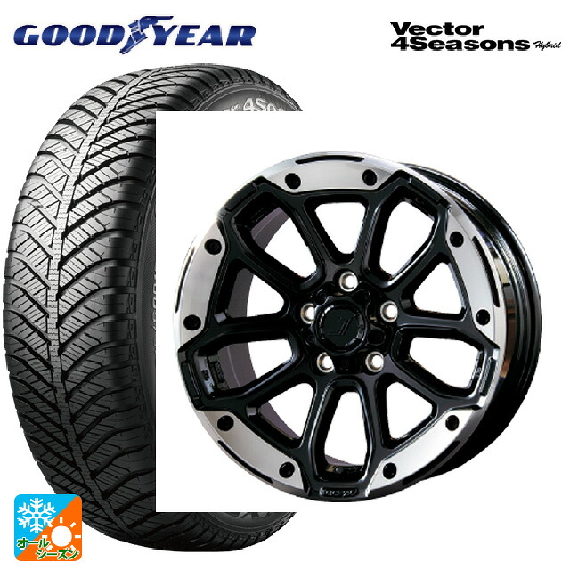 トヨタ ノア(90系)用 205/60R16 92H グッドイヤー ベクターフォーシーズンズ ハイブリッド ジェップセン MJCR216 DMC/グロスブラック 新品オールシーズンタイヤホイール 4本セット|タイヤホイール専門店コニシタイヤ
