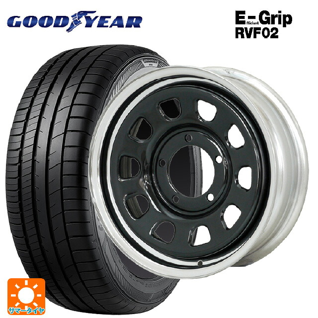 215/65R16 98H グッドイヤー エフィシェントグリップ RVF02 モリタ デイトナズ ブラック/クロームリム 16-5.5J 国産車用 サマータイヤホイール4本セット