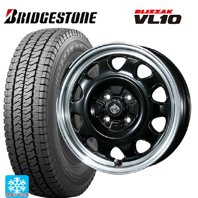 145/80R12 80/78N ブリヂストン ブリザック VL10 正規品 # トピー ランドフット SWZ グロスブラックリムポリッシュ 12-3.5J 国産車用 スタッドレスタイヤホイール4本セット|タイヤホイール専門店コニシタイヤ