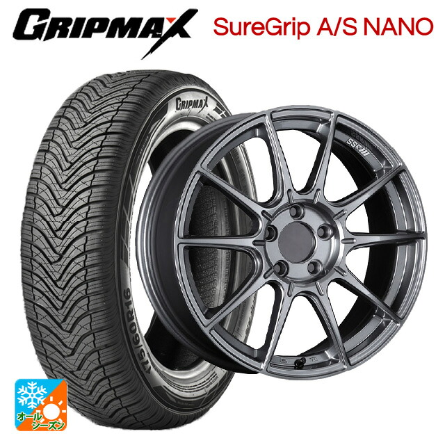 トヨタ プリウス(60系)用 195/60R17 90H グリップマックス シュアグリップ A/S ナノ ブラックレター タナベ SSR GT X01 ダークシルバー 新品オールシーズンタイヤホイール 4本セット