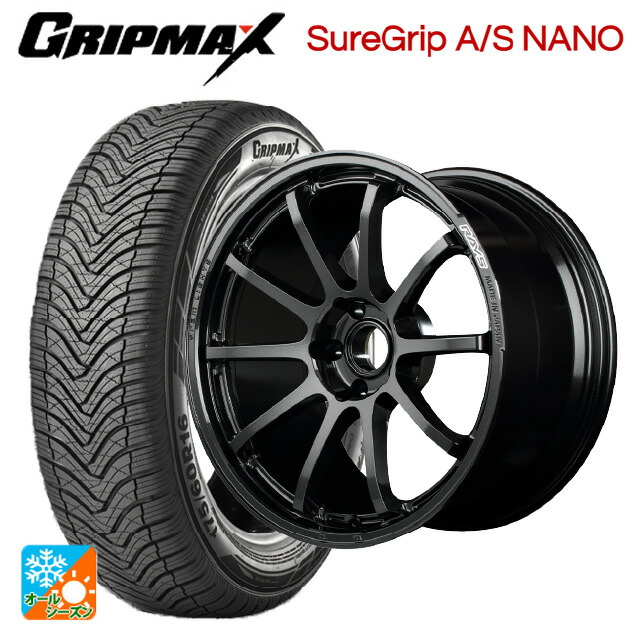 トヨタ プリウス(60系)用 195/60R17 90H グリップマックス シュアグリップ A/S ナノ ブラックレター レイズ グラムライツ 57NR 6NJ 新品オールシーズンタイヤホイール 4本セット