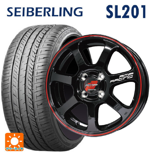 215/45R18 89W セイバーリング セイバーリング SL201(ブリヂストン工場生産） エムアイディー MIDレーシング R07 ブラック/リムレッドライン 18-7.5J 国産車用 サマータイヤホイール4本セット
