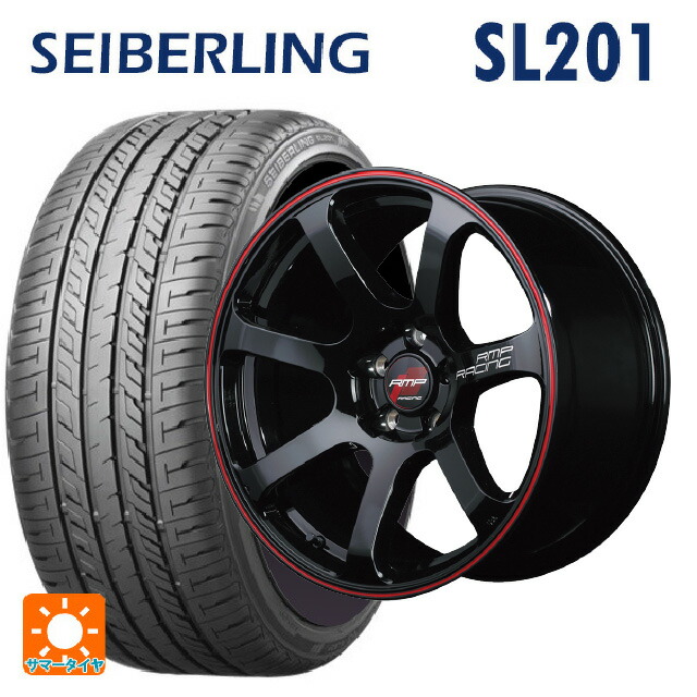 215/60R17 96H セイバーリング セイバーリング SL201(ブリヂストン工場生産) エムアイディー MIDレーシング R07 ブラック/リムレッドライン 17-7J 国産車用 サマータイヤホイール4本セット|タイヤホイール専門店コニシタイヤ