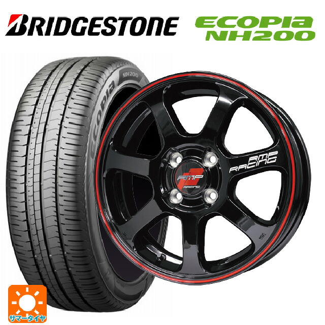 225/45R18 95W XL ブリヂストン エコピア NH200 正規品 エムアイディー MIDレーシング R07 ブラック/リムレッドライン 18-7.5J 国産車用 サマータイヤホイール4本セット