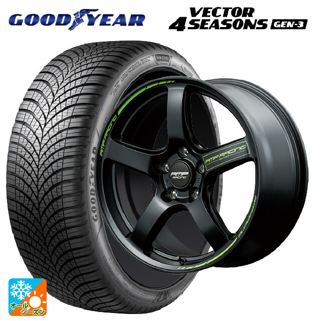 225/50R18 99W XL グッドイヤー ベクター4シーズンズ ジェン3 エムアイディー MIDレーシング R50 タイプS セミグロスブラック 18-8J 国産車用 オールシーズンタイヤホイール4本セット