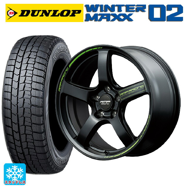 2024年製 225/50R18 95Q ダンロップ ウィンターマックス 02(WM02) # エムアイディー MIDレーシング R50 タイプS セミグロスブラック 18-8J 国産車用 スタッドレスタイヤホイール4本セット