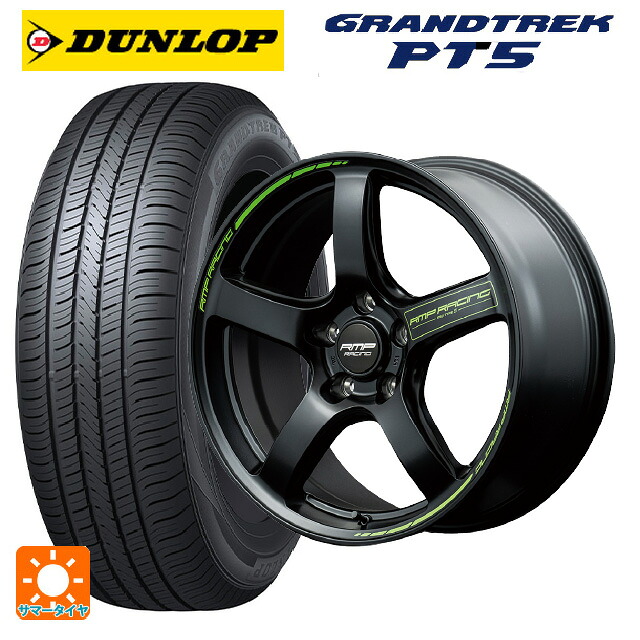 225/60R17 99V ダンロップ グラントレックPT5 エムアイディー MIDレーシング R50 タイプS セミグロスブラック 17-7J 国産車用 サマータイヤホイール4本セット