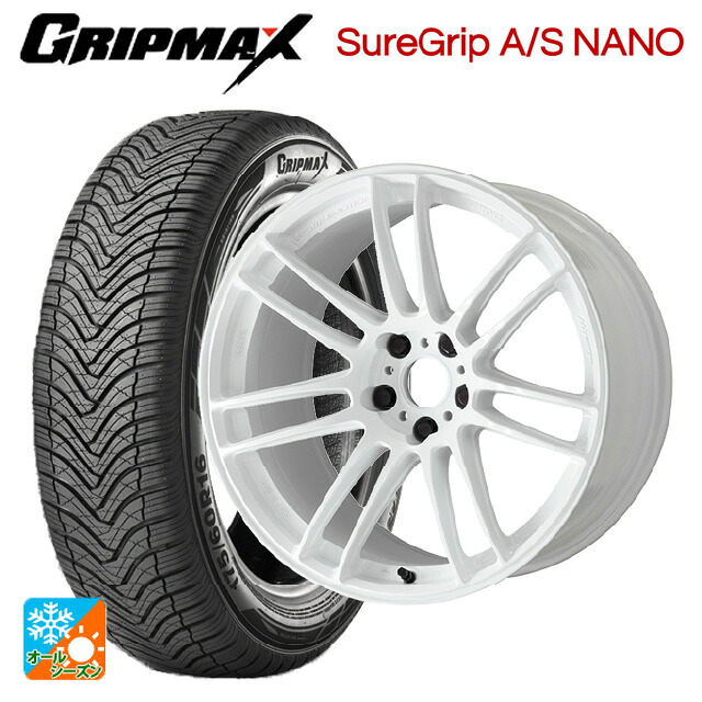 トヨタ プリウス(60系)用 195/60R17 90H グリップマックス シュアグリップ A/S ナノ ブラックレター ワーク エモーション ZR7 TW 新品オールシーズンタイヤホイール 4本セット