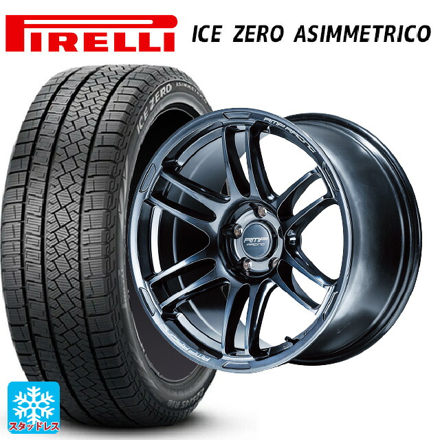 225/60R18 100H ピレリ アイスゼロ アシンメトリコ 正規品 エムアイディー MIDレーシング R26 ディープチタンシルバー 18-7.5J 国産車用 スタッドレスタイヤホイール4本セット