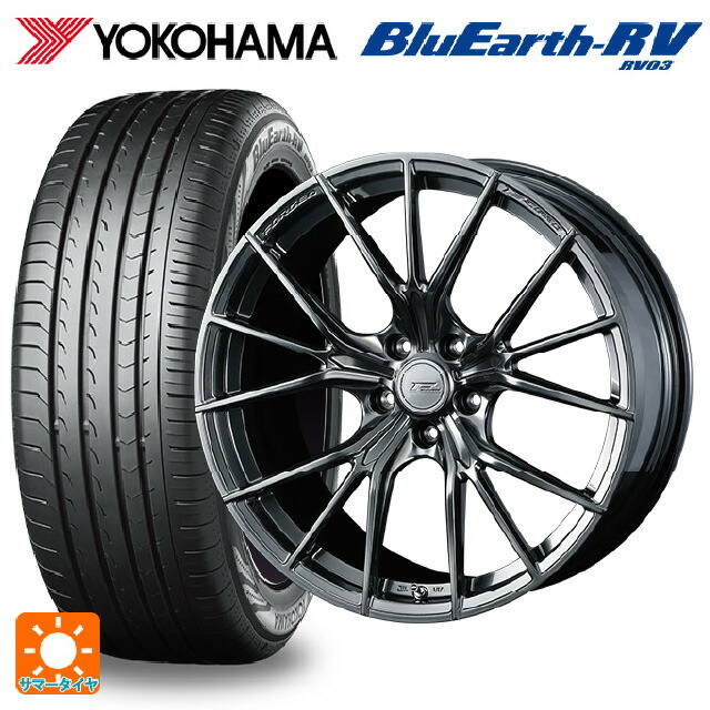 ミツオカ バディ()用 225/60R18 100H ヨコハマ ブルーアース RV03 # ウェッズ エフゼロ FZ-1 DIAMOND BLACK 新品サマータイヤホイール 4本セット