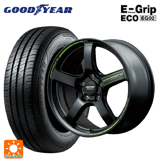 スバル レヴォーグ(VN系)用 215/50R17 91V グッドイヤー エフィシェントグリップ エコ EG02 エムアイディー MIDレーシング R50 タイプS セミグロスブラック 新品サマータイヤホイール 4本セット