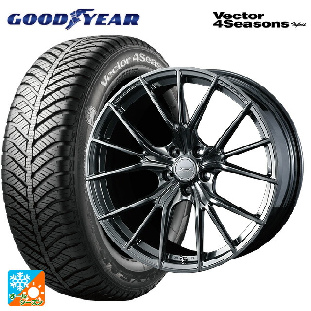 ホンダ ステップワゴン(RP6~8)用 225/40R18 92H XL グッドイヤー ベクターフォーシーズンズ ハイブリッド ウェッズ エフゼロ FZ-1 DIAMOND BLACK 新品オールシーズンタイヤホイール 4本セット