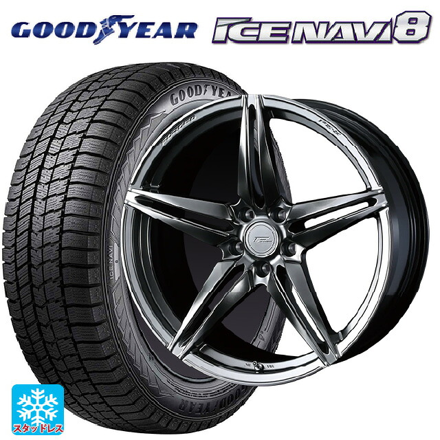 トヨタ RAV4(50系)用 225/60R18 100Q グッドイヤー アイスナビ8 ウェッズ エフゼロ FZ-3 DIAMOND BLACK 新品スタッドレスタイヤホイール 4本セット