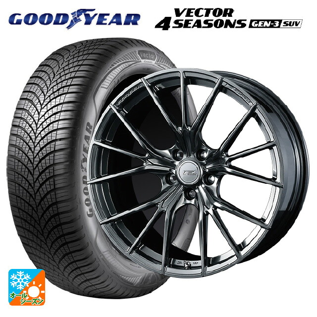 マツダ CX-80(KL5/KL3系)用 235/60R18 107W XL グッドイヤー ベクター4シーズンズ ジェン3 SUV ウェッズ エフゼロ FZ-1 DIAMOND BLACK 新品オールシーズンタイヤホイール 4本セット