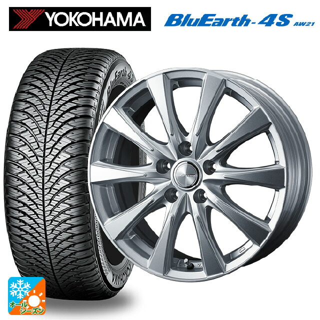 225/50R18 99W XL ヨコハマ ブルーアース4S AW21 # ウェッズ ジョーカー スピリッツ シルバー 18-7J 国産車用 オールシーズンタイヤホイール4本セット