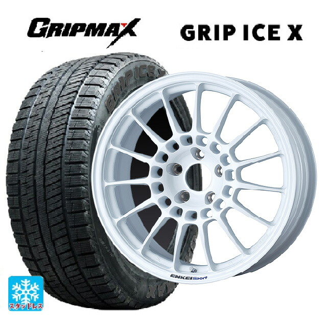 215/60R17 96T グリップマックス グリップアイスX ブラックレター # エンケイ エンケイスポーツ RC-T5 White 17-7J 国産車用 スタッドレスタイヤホイール4本セット