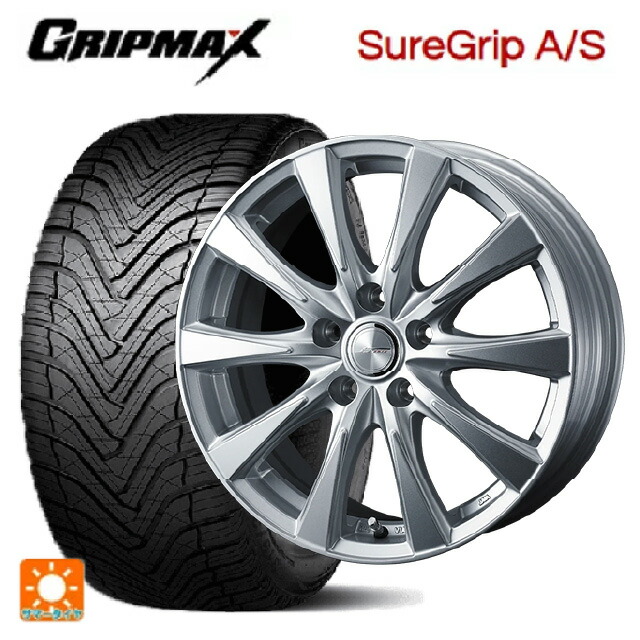 トヨタ GR86(ZN8)用 225/40R18 92W XL グリップマックス シュアグリップ A/S ブラックレター ウェッズ ジョーカー スピリッツ シルバー 新品オールシーズンタイヤホイール 4本セット 71,830円