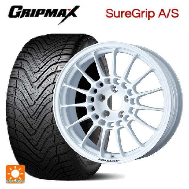225/55R18 98W グリップマックス シュアグリップ A/S ブラックレター エンケイ エンケイスポーツ RC-T5 White 18-8J 国産車用 オールシーズンタイヤホイール4本セット