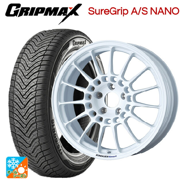 トヨタ プリウス(60系)用 195/60R17 90H グリップマックス シュアグリップ A/S ナノ ブラックレター エンケイ エンケイスポーツ RC-T5 White 新品オールシーズンタイヤホイール 4本セット